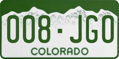 CO license plate 008JGO