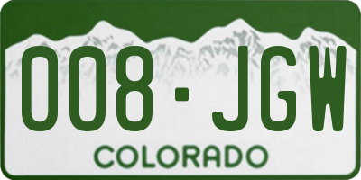 CO license plate 008JGW