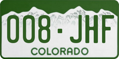 CO license plate 008JHF