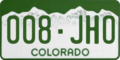 CO license plate 008JHO