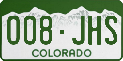 CO license plate 008JHS