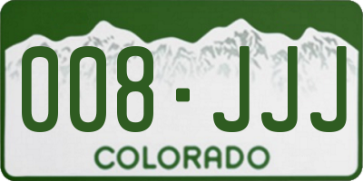 CO license plate 008JJJ