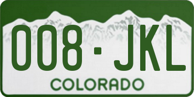 CO license plate 008JKL