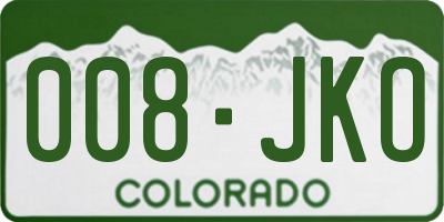 CO license plate 008JKO