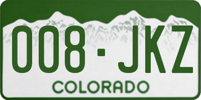 CO license plate 008JKZ