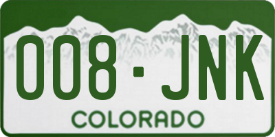 CO license plate 008JNK