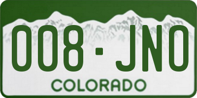 CO license plate 008JNO