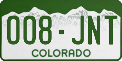 CO license plate 008JNT