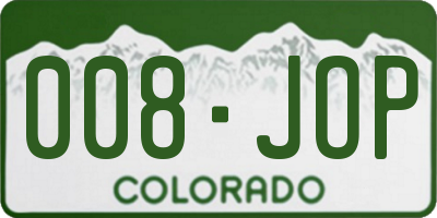 CO license plate 008JOP