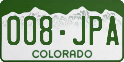 CO license plate 008JPA