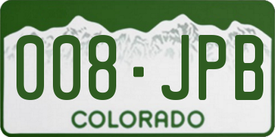 CO license plate 008JPB