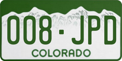 CO license plate 008JPD