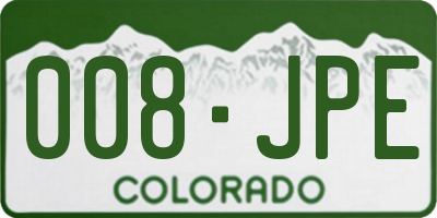 CO license plate 008JPE