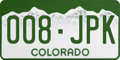 CO license plate 008JPK