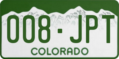 CO license plate 008JPT