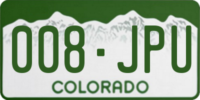 CO license plate 008JPU