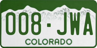CO license plate 008JWA