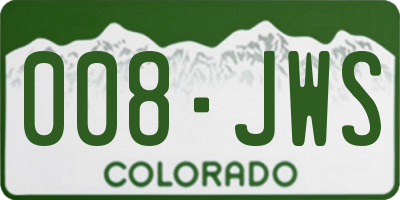 CO license plate 008JWS