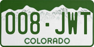 CO license plate 008JWT