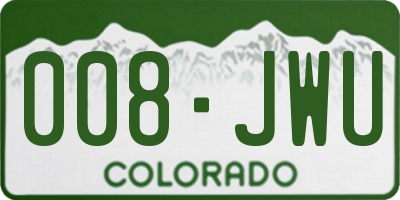 CO license plate 008JWU