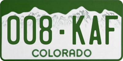 CO license plate 008KAF