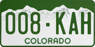 CO license plate 008KAH