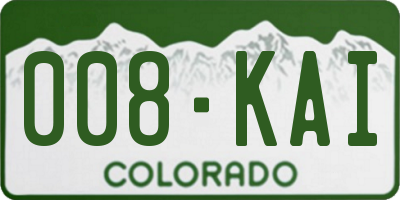 CO license plate 008KAI