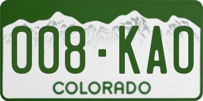 CO license plate 008KAO