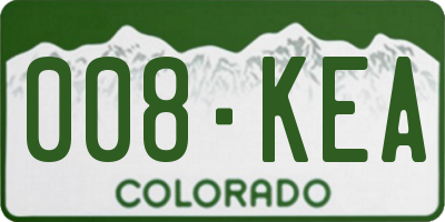 CO license plate 008KEA