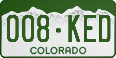 CO license plate 008KED
