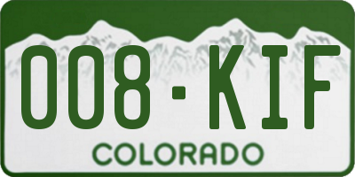 CO license plate 008KIF