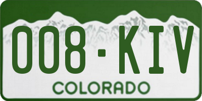 CO license plate 008KIV