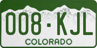 CO license plate 008KJL