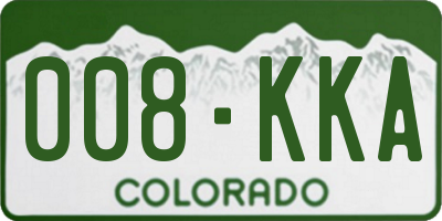 CO license plate 008KKA
