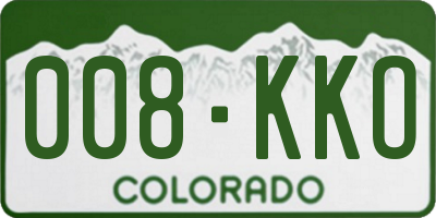 CO license plate 008KKO