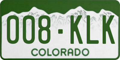 CO license plate 008KLK