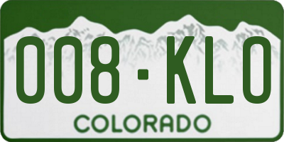 CO license plate 008KLO