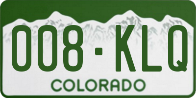 CO license plate 008KLQ