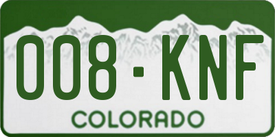 CO license plate 008KNF