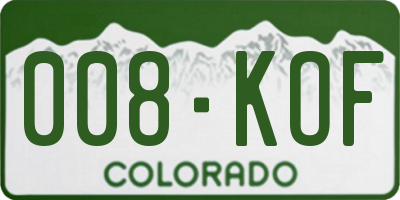CO license plate 008KOF