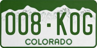 CO license plate 008KOG