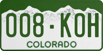 CO license plate 008KOH