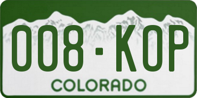 CO license plate 008KOP