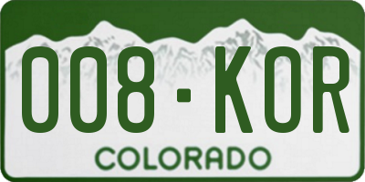 CO license plate 008KOR