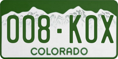 CO license plate 008KOX