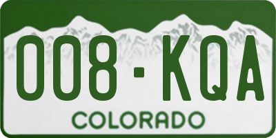 CO license plate 008KQA