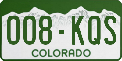 CO license plate 008KQS