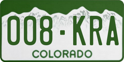 CO license plate 008KRA