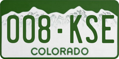 CO license plate 008KSE