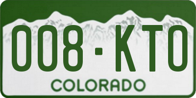 CO license plate 008KTO